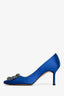 Manolo Blahnik Blue Satin Hangisi 70 Heels Size 36