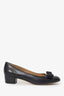 Salvatore Ferragamo Black Leather Vera Bow Ballet Flats
