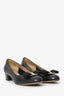 Salvatore Ferragamo Black Leather Vera Bow Ballet Flats