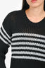 RTA Black/Silver Cotton Blend Striped 'Rory' Sweater Size S