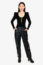 Self-Portrait Black Vegan Leather Eyelet Trousers Size 6 US
