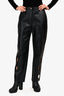 Self-Portrait Black Vegan Leather Eyelet Trousers Size 6 US