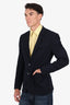 Sandro Navy Wool Single Breasted Blazer Size 52