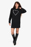 Love Moschino Black Heart Shape Logo Print Hoodie Dress Size 4 US