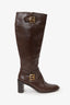 Loewe Brown Leather Buckled Knee High Boots Size 37