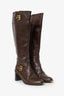 Loewe Brown Leather Buckled Knee High Boots Size 37