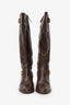 Loewe Brown Leather Buckled Knee High Boots Size 37