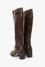 Loewe Brown Leather Buckled Knee High Boots Size 37