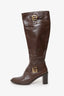 Loewe Brown Leather Buckled Knee High Boots Size 37