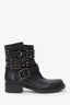 Valentino Black Leather Rockstud Combat Boots Size 37