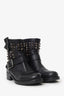 Valentino Black Leather Rockstud Combat Boots Size 37