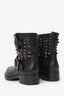 Valentino Black Leather Rockstud Combat Boots Size 37