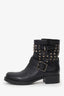 Valentino Black Leather Rockstud Combat Boots Size 37