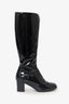 Pre-Loved Chanel™ Black Patent Leather Fur Lining Knee High Boots Size 37.5
