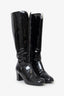 Pre-Loved Chanel™ Black Patent Leather Fur Lining Knee High Boots Size 37.5