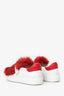 Moncler White Leather/Red Fur Victorie Sneakers Size 37