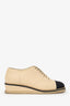 Pre-Loved Chanel™ Beige/Black Leather Chain Embellished Cap Toe Oxfords Size 37