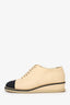 Pre-Loved Chanel™ Beige/Black Leather Chain Embellished Cap Toe Oxfords Size 37
