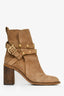 See by Chloe Brown Suede Gold Studded Ankle Boots Size 38
