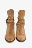 See by Chloe Brown Suede Gold Studded Ankle Boots Size 38