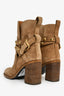See by Chloe Brown Suede Gold Studded Ankle Boots Size 38