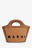 Marni Brown Leather/Raffia Tropicalia Micro Bag with Strap
