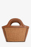 Marni Brown Leather/Raffia Tropicalia Micro Bag with Strap