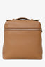 Loro Piana Brown Grained Leather Extra Pocket Backpack with Strap