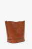 Celine Brown Leather Triomphe Logo Small Bucket Bag