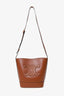 Celine Brown Leather Triomphe Logo Small Bucket Bag