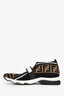 Fendi Black/Brown Zucca Knit Fabric Rockoko Slip On Sneakers Size 40