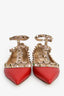 Valentino Red Leather Rockstud Cage Pointed Toe Ballet Flats Size 40