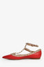 Valentino Red Leather Rockstud Cage Pointed Toe Ballet Flats Size 40