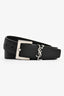 Saint Laurent Black Leather Monogram Logo 'Cassandre' Belt Size 105
