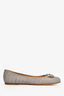 Salvatore Ferragamo Grey Crocodile Embossed Bow Flats Size 7