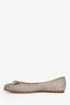 Salvatore Ferragamo Grey Crocodile Embossed Bow Flats Size 7