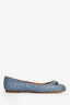 Salvatore Ferragamo Blue Crocodile Embossed Bow Flats Size 7