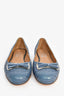 Salvatore Ferragamo Blue Crocodile Embossed Bow Flats Size 7