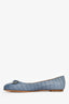 Salvatore Ferragamo Blue Crocodile Embossed Bow Flats Size 7