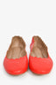 Chloe Red Leather Scalloped Flats Size 37