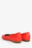Chloe Red Leather Scalloped Flats Size 37