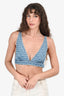 Miu Miu Blue Denim Medium Wash Logo Cropped Bra Top Size 38