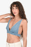 Miu Miu Blue Denim Medium Wash Logo Cropped Bra Top Size 38