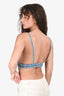 Miu Miu Blue Denim Medium Wash Logo Cropped Bra Top Size 38