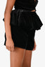 Miu Miu Black Velvet Paperbag Logo Shorts Size 40