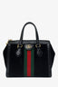 Gucci Black Suede/Patent Web Ophidia Small Tote Bag