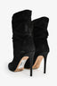 Paris Texas Dark Grey Suede Black Croc Effect Stiletto Booties Size 39