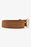 Gucci 2023 Camel Suede Interlocking G Gold Buckle Belt Size 75