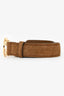 Gucci 2023 Camel Suede Interlocking G Gold Buckle Belt Size 75