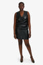Vince Black Leather V-Neck Shift Dress Size 8